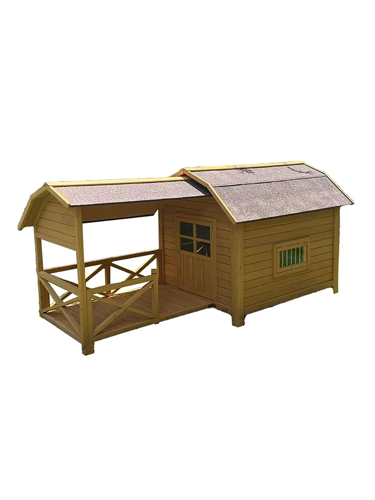 

Outdoor dog house with solid wood air conditioning, large dog villa, universal for all seasons, winter insulation, outdoor