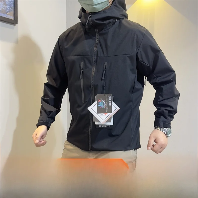 Alfa Climbing Series Waterproof Jacket Youth Fashion Standard Fit Long Sleeve Hooded Coat Underarm Glued Zipper Men's Jacket