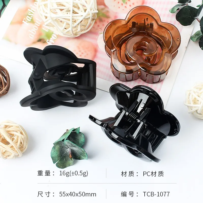 Medium Floral Hair Claw Clips Crab Clamps Women Girls Ponytail Hair Barrettes Hairpin PC Transparent Hair Accessories Elegant