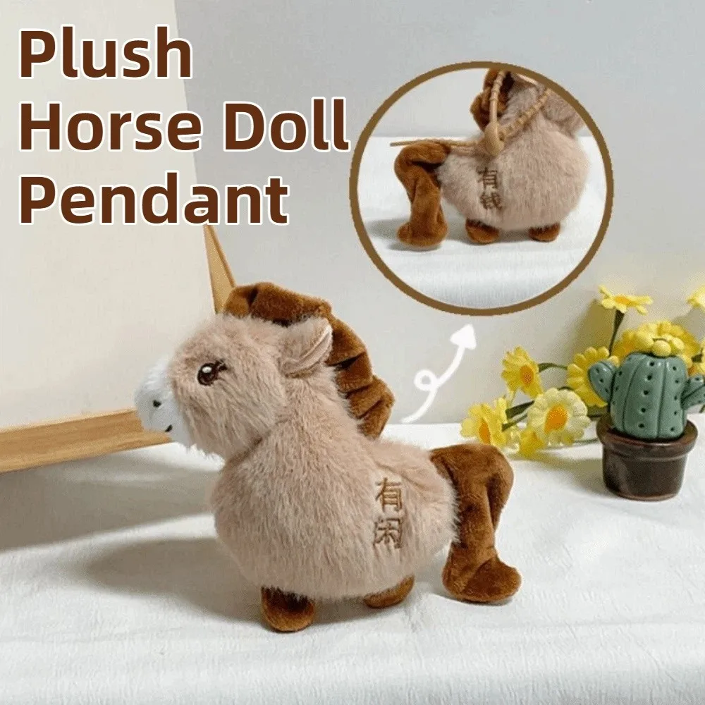 Animal en peluche mignon, mots de bénédiction de cheval, année du cheval, poney du zodiaque, Figurine avec mots brodés, jouets en peluche