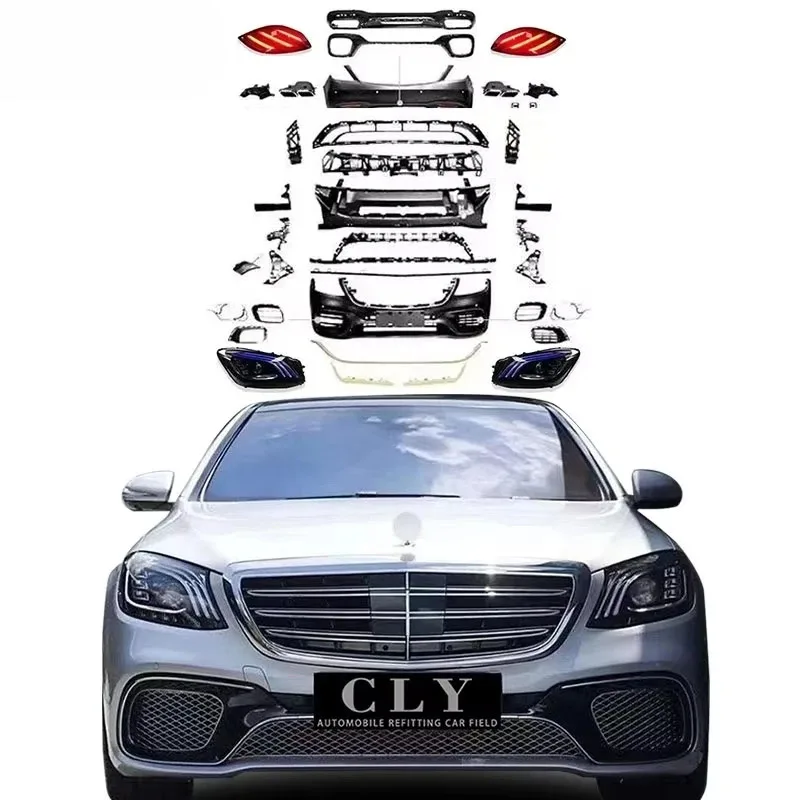 مصدات السيارة لـ W222 S-Class Facelift S63/S65 - المصدات الأمامية/الخلفية، الشبكات، الناشر، الأنابيب، الأضواء - عرض محدود #2
