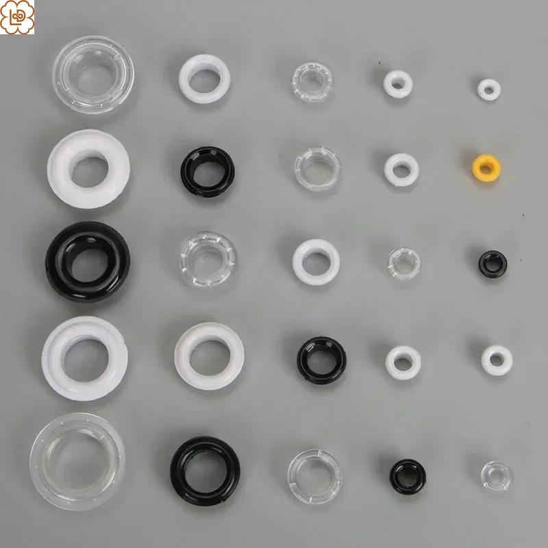 100 Set Plastic Grommet Eyelets with Washer Leather DIY Fabric Belt Purse Bag Shoe Tent Curtain Paper Projects Decoration 3-16mm