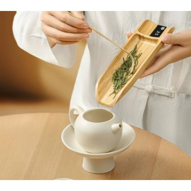 200G 0.1g Precision Bamboo Scale, Tea Ceremony Electronic Tea Pliers, Rechargeable Digital Tea Brewer