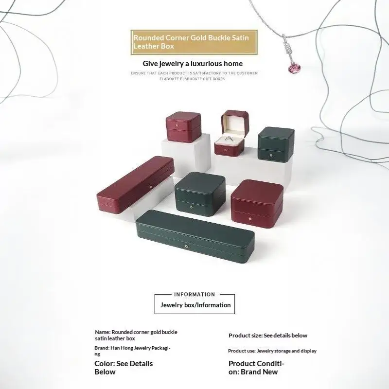 Schmuckboxen aus PU-Leder mit weichem Samtfutter und goldenem Verschluss, perfekt für Heiratsanträge, Hochzeitsgeschenke, Ring- und Halskettenaufbewahrung. – Detail 6
