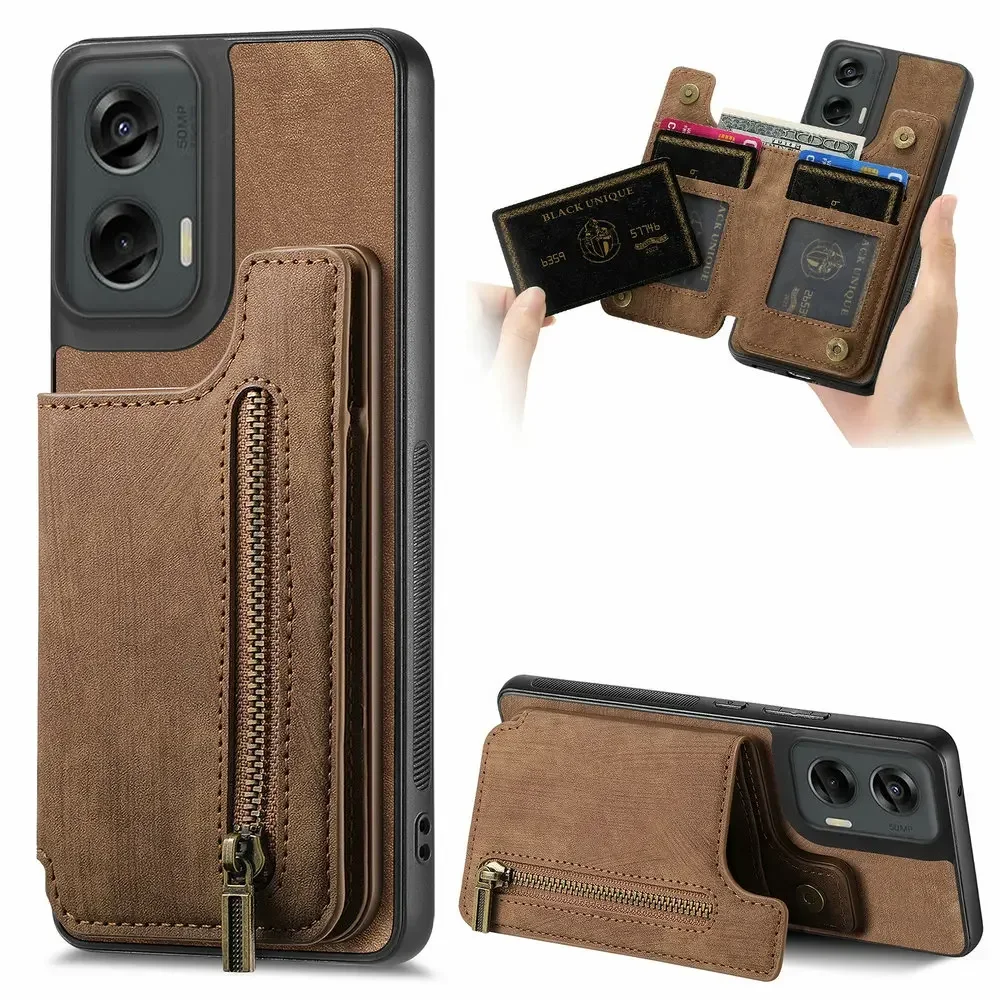 

Pop For Motorola Moto G85 5G Wallet Leather Case Zipper Magnet Card Capa Moto G05 G35 G55 G45 G34 G75 Case Phone G 85 75 34 05 E