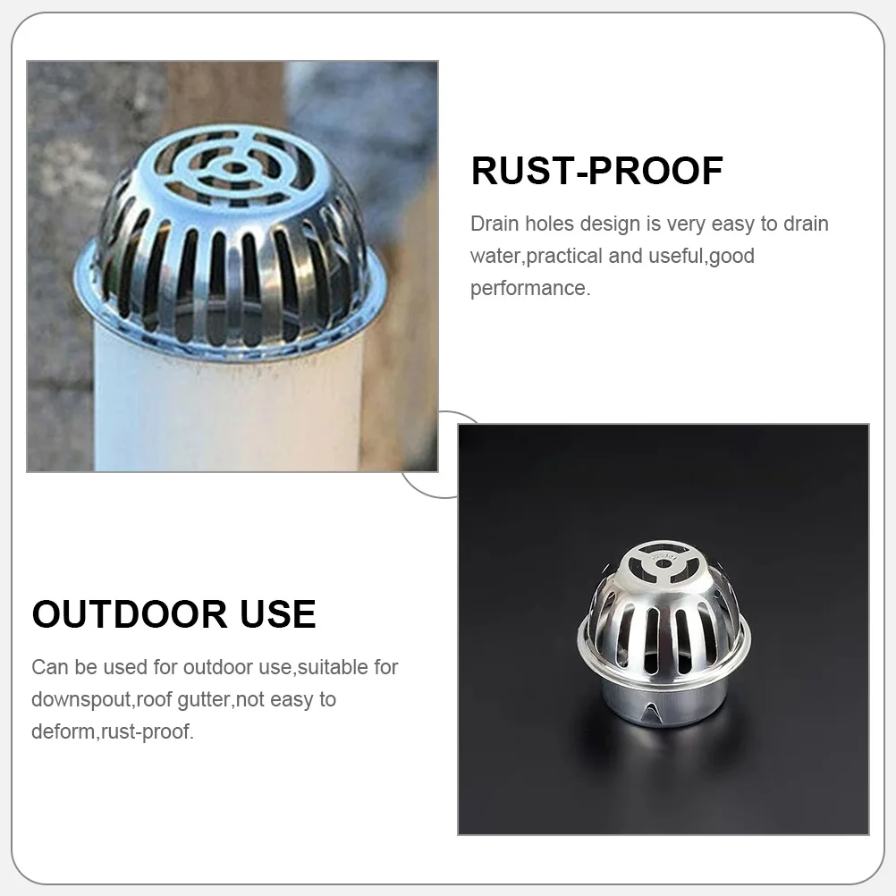 2 Pcs Drain Pipe Anti-blocking Cover Gutter Strainers for Leaves Roof Leaf Guard Downspouts Protection Systems Stainless Steel