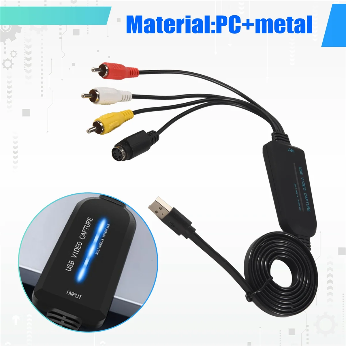 Supernew USB 2.0 Video Capture Card Einkanalige USB Capture Card AV Capture Device Laufwerksfreier Digitalkonverter