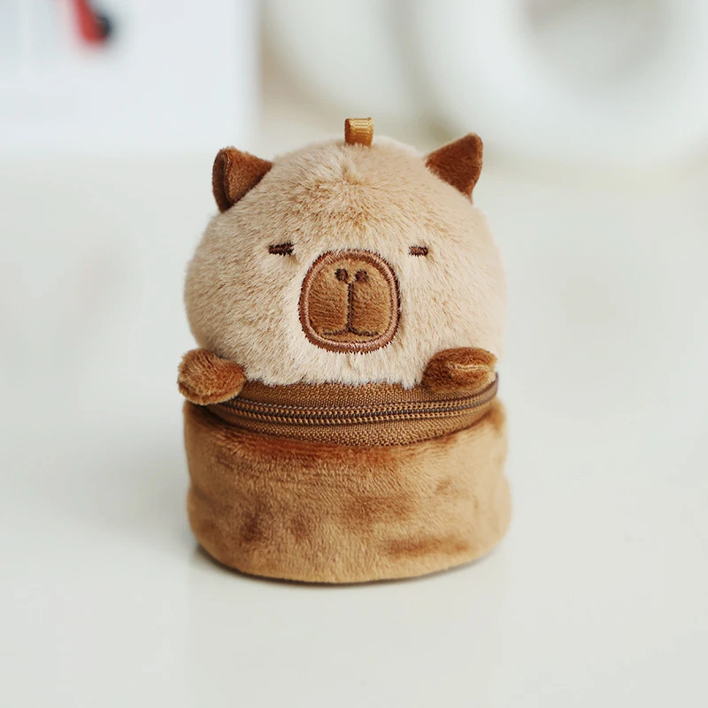 Children Cute Capybara Coin Purse Lovely Animal Plush Toy  Pendant Fun Key Schoolbag Decoration Charm Fun Small Storage Bag Gift