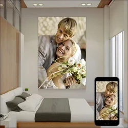 Individualization Figure Photo Customized Printing Canvas Poster Portrait Family Children Pets Wedding Dress Photo 50X70 60X90