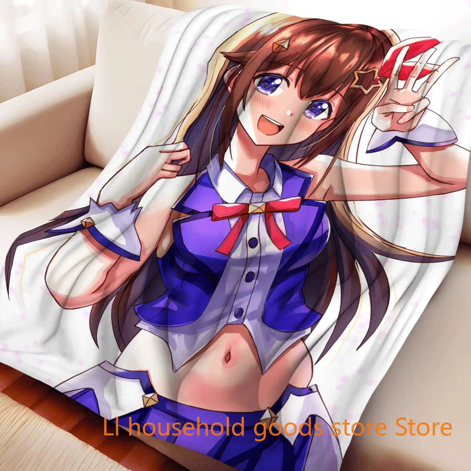 

Tokino Sora Flannel Blanket Figures Home Sofa Lunch Break Blanket Children Student Christmas Kids Gift
