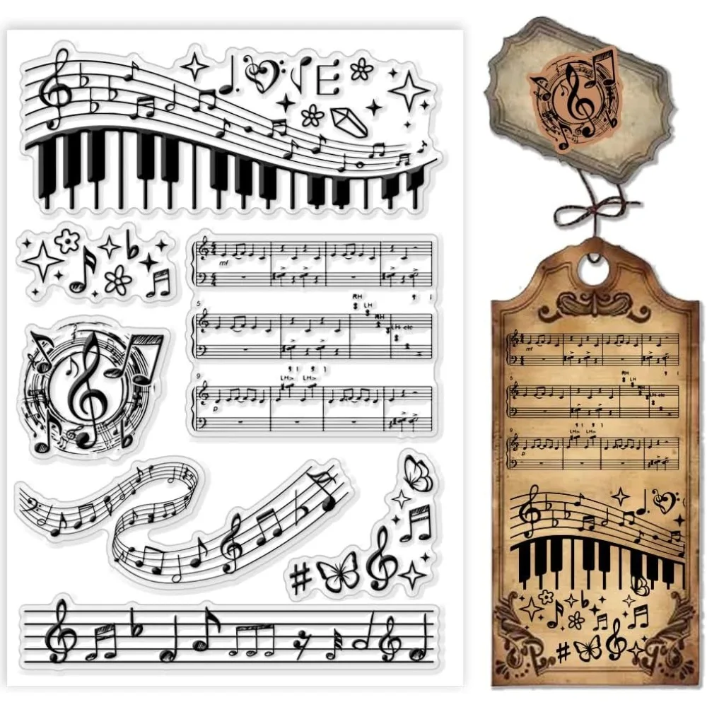1PC Musik Noten Klare Stempel Musik Symbol Transparent Stempel Musical Score Stempel Violine Musik Siegel Stempel für Karte