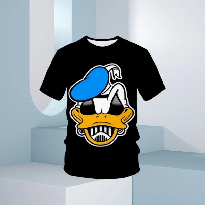 

Футболка MOTO-Disney Donald Duck с короткими рукавами и круглым вырезом, летняя мужская футболка с 3D принтом и коротким рукавом, модный размер для взрослых