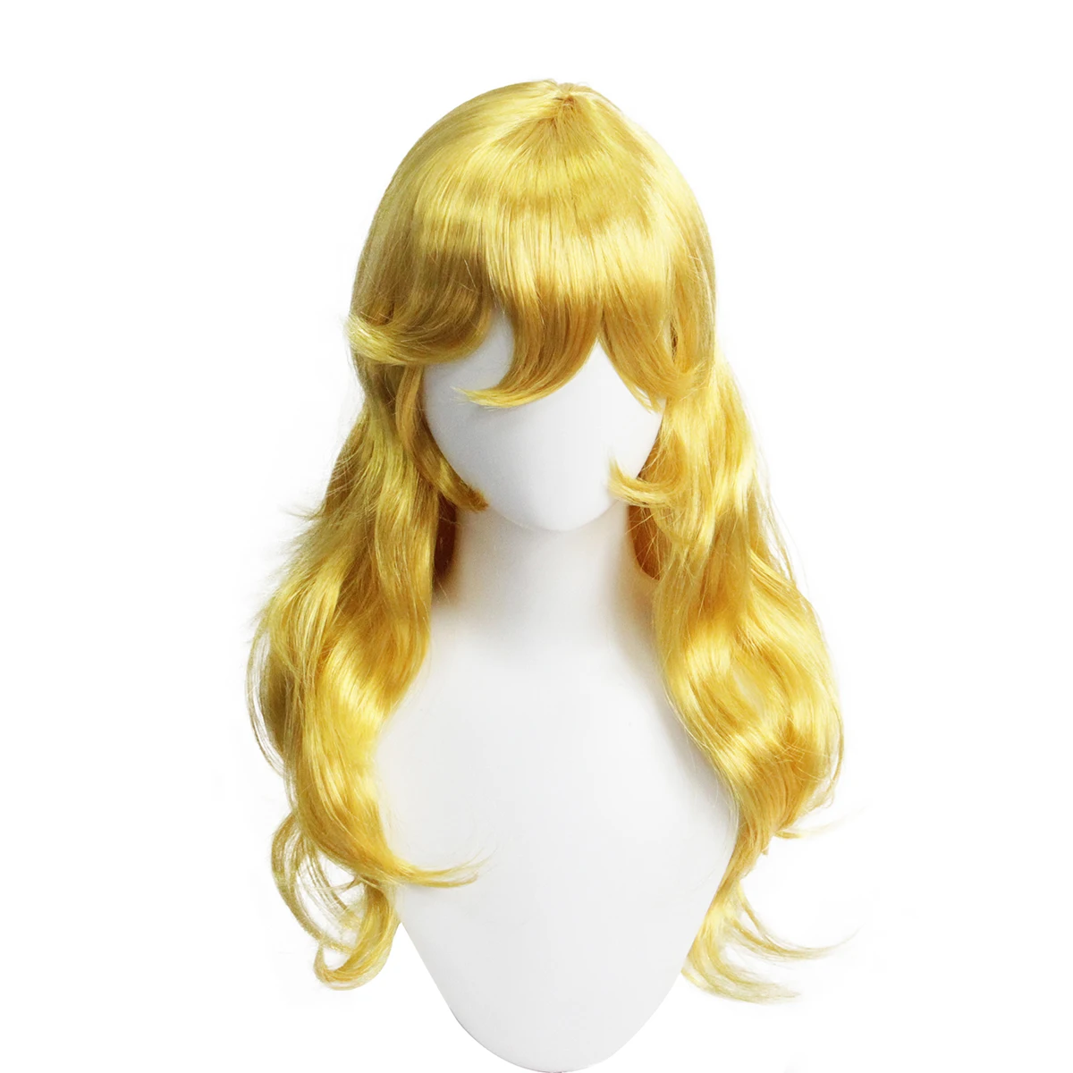 Princess Biki Anime Character Golden Yellow Long Curly Hair Synthetic Wig Chemical Fiber for Party Festival Daily Wear