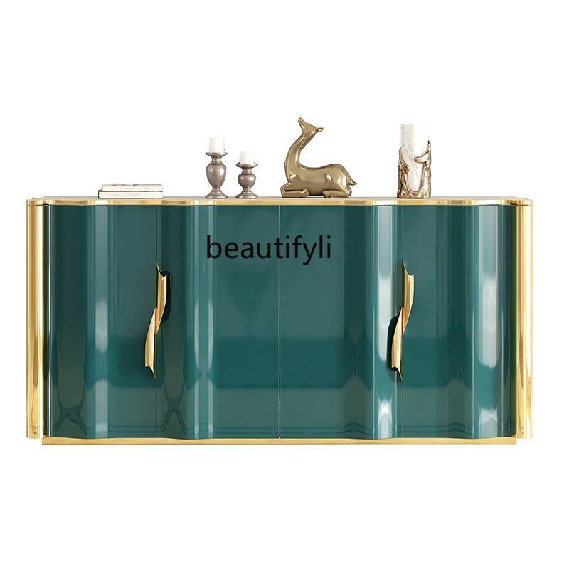 

Post-modern light luxury dining side cabinet foyer porch cabinet decoration floor-to-wall storage paint curved surface