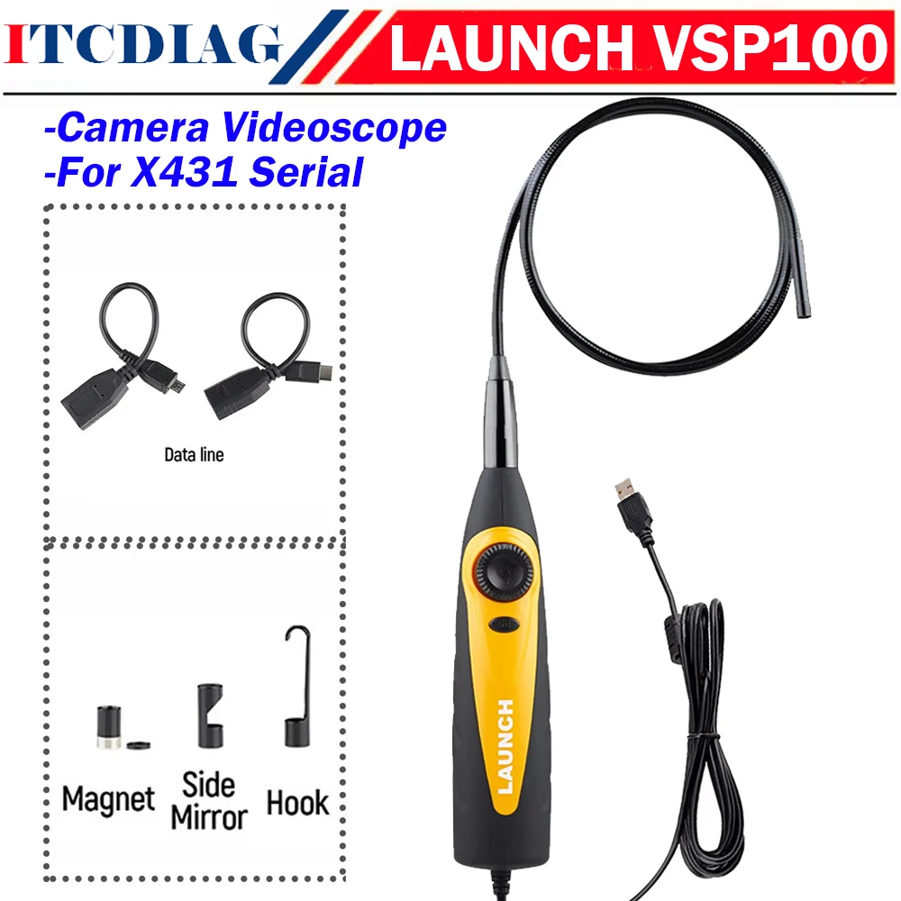 

LAUNCH X431 VSP100 Camera Videoscope HD IP67 6 adjustable LED lights Mirco USB Type-C Borescope Video Inspection For X431 Serial