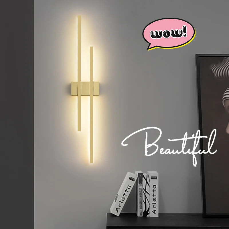 الحديثة الشمال وحدة إضاءة LED جداريّة مصابيح لغرفة المعيشة غرفة نوم السرير الجدار ضوء الحد الأدنى شريط طويل الشمعدان الدرج سنتيديليكوني #5