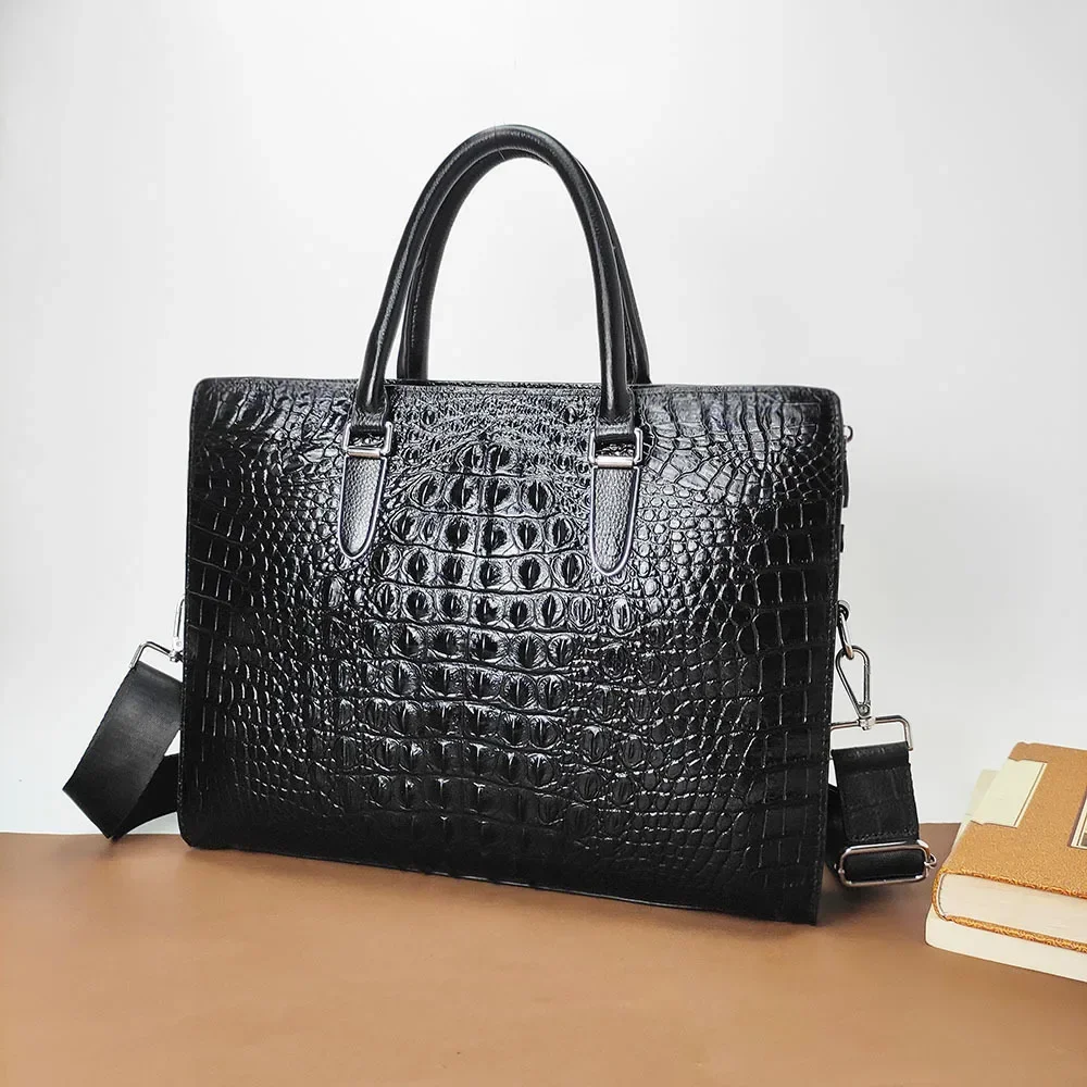 New Alligator Laptop Bags Cow Genuine Leather Men's Briefcase Luxury Brand Male Handbags Men Messenger 14 Inch Computer Bag