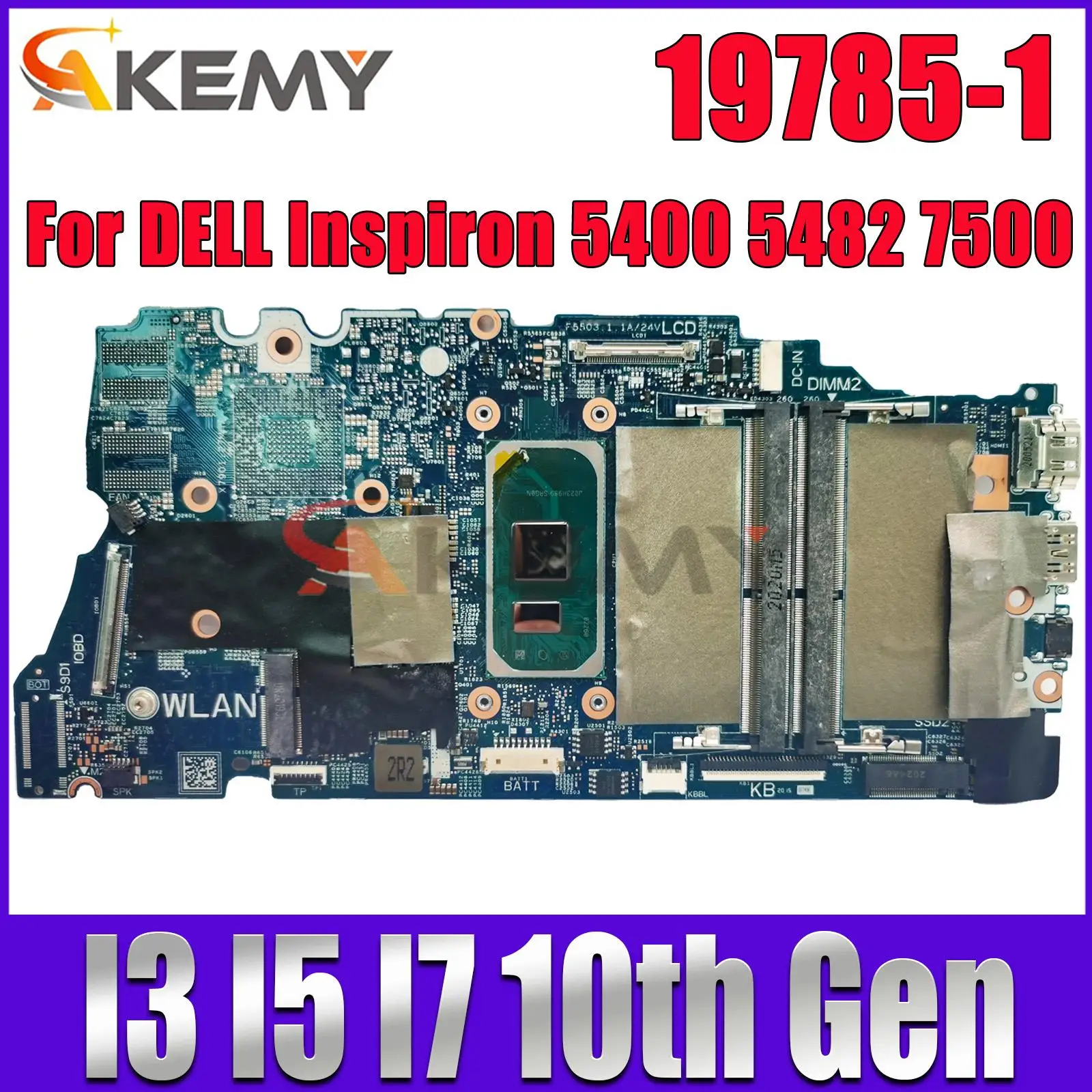 

For DELL Inspiron 5400 7500 Laptop Motherboard 19785-1 With I3 I5 I7 10th Gen CPU 0NGHCH CN-07K5DX 0XWV63 Notebook Mainboard