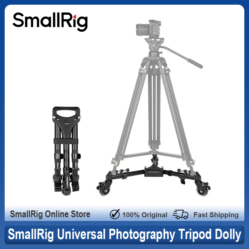 SmallRig Universal Photography Foldable Tripod Dolly with Adjustable Legs 15kg Capacity Tripod Wheels for Camera Camcorder