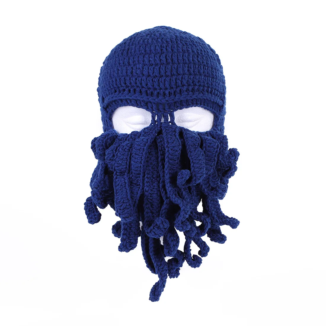 Novelty Handmade Funny Tentacle Octopus HatCrochet Cthulhu Beard Beanie Men\'s Women\'sKnit Wind Mask Cap Halloween Animal Gift