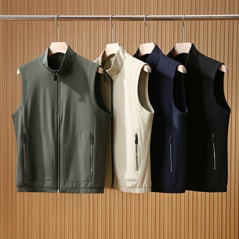 

Men's Stand Collar Fiber Vest Hollow Insulation Windproof Waterproof New Sle Cotton Insertion Faion Urban Spring Vest