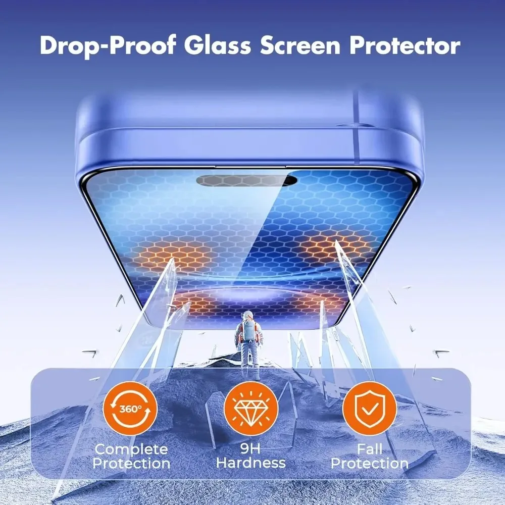 4Pcs Full Cover Screen Protector for iPhone 17 16 15 14 Pro Max Air 13 12 11 Pro 16 15 14 Plus XR XS 9H Hardness Tempered Glass