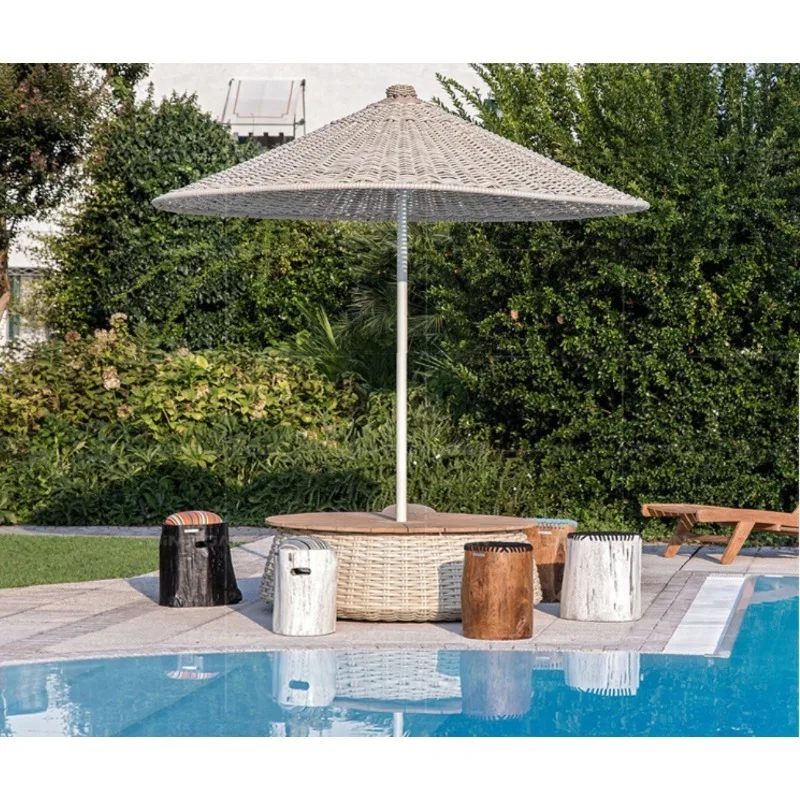 Modern Outdoor Rattan Umbrella Creative Open-Air B&B Beach Balcony & Pool Courtyard Parasol Popular for House & Resort