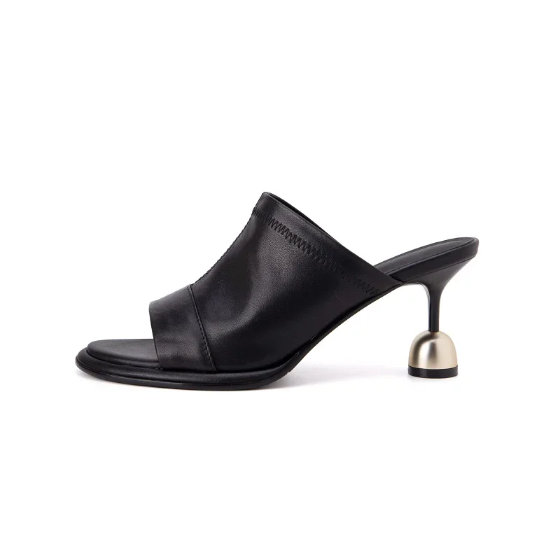 

Women Sandals Summer Slippers Elegant Party Shoes Cow Leather Open Toe Sexy Heels European Fashion Show Sandles