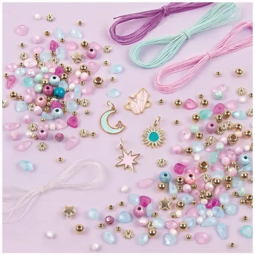 Original Make It Real DIY Girls Craft Toy Fashion Bracelet Handicraft Creative Set Jewelry Crystal Charm Bracelet Making Kit Toy