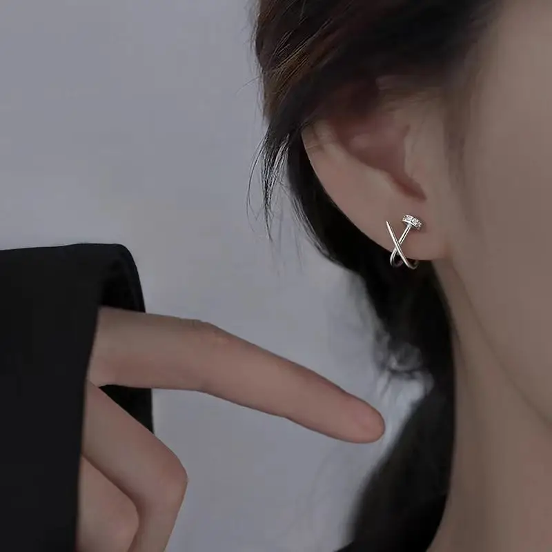 Minimalism Cross-design Letter X-shaped Cross Nail Stud Earrings for Women Men Fashion Party Daily Wear Commute Jewelry Gifts