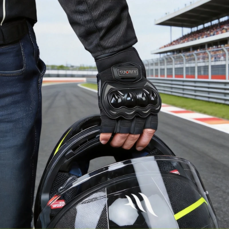 SUOMY Summer Half Finger Motorcycle Gloves Non-slip Shockproof Motocross Racing Fingerless Gloves Moto Biker Cycling Gloves