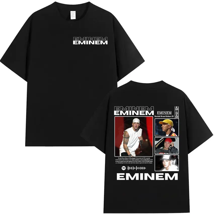 Camiseta gráfica del álbum del rapero Eminem Marshall Byuce Mathers, camisetas de manga corta de algodón Vintage de Hip Hop para hombre, ropa de calle