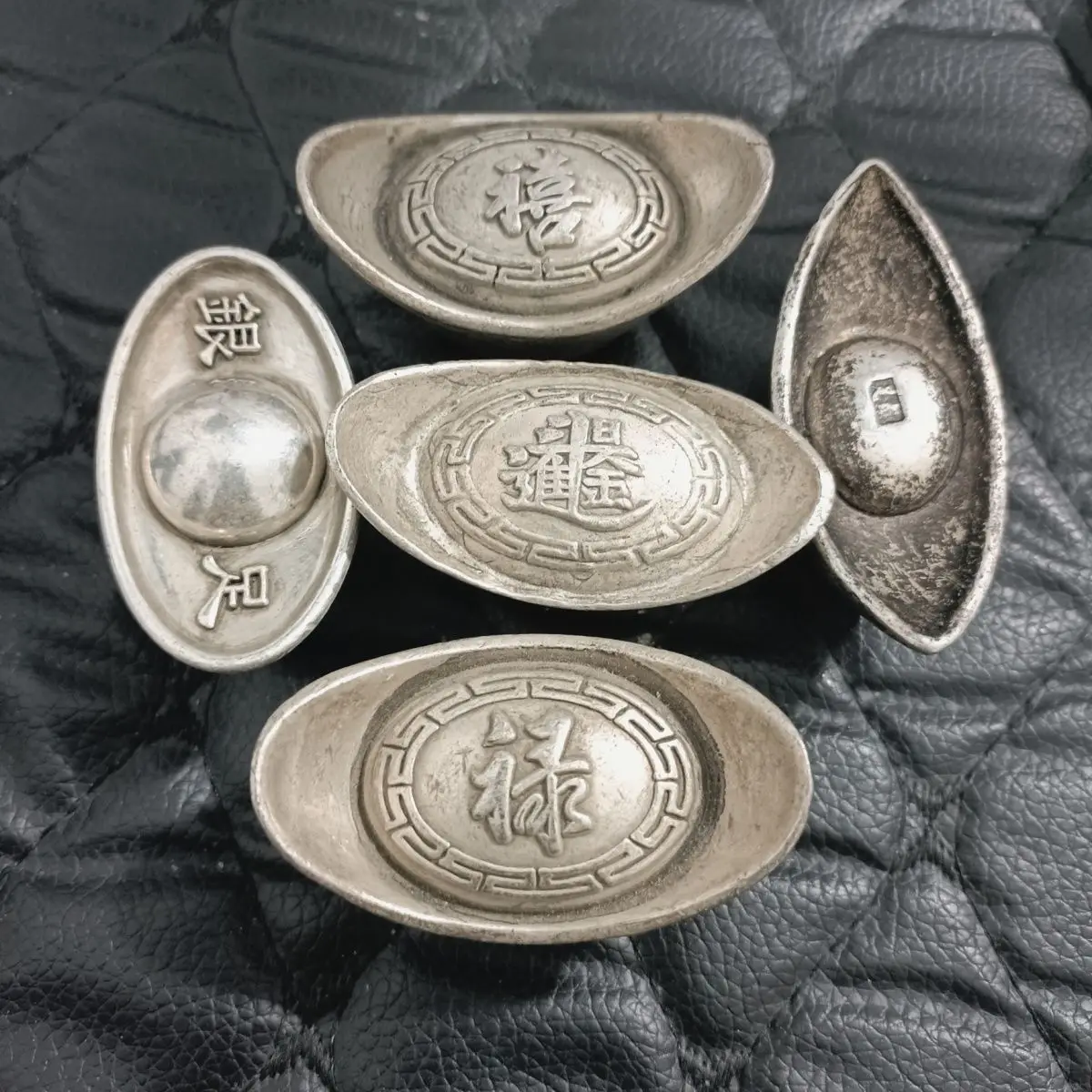 Qing Dynasty silver ingot silver ingot Daqing Fulushou a set of antique collection solid bottom physical shooting gift ornament