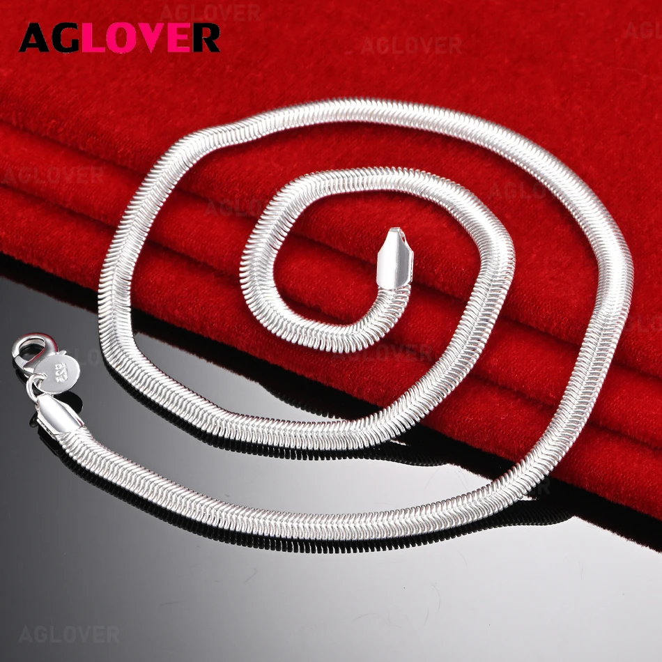 

AGLOVER 925 Sterling Silver 6MM Cartilage Snake Chain Necklace European and American Accessories Fashion Women's Anniversary Gif