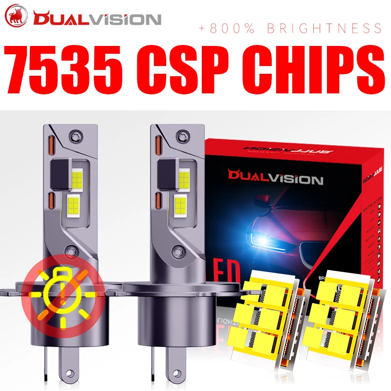 

Dualvision H4 Светодиодные лампы для фар Canbus H4 Led 7535 CSP Cut-off Line Дальний ближний свет 1:1 Мини-автомобильный фонарь Turbo Led Lamp 12V 6000K