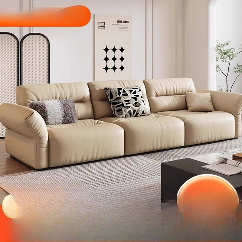 Sofa concubine corner leather art sofa Italian minimalist first layer cowhide sofa leather advanced sense