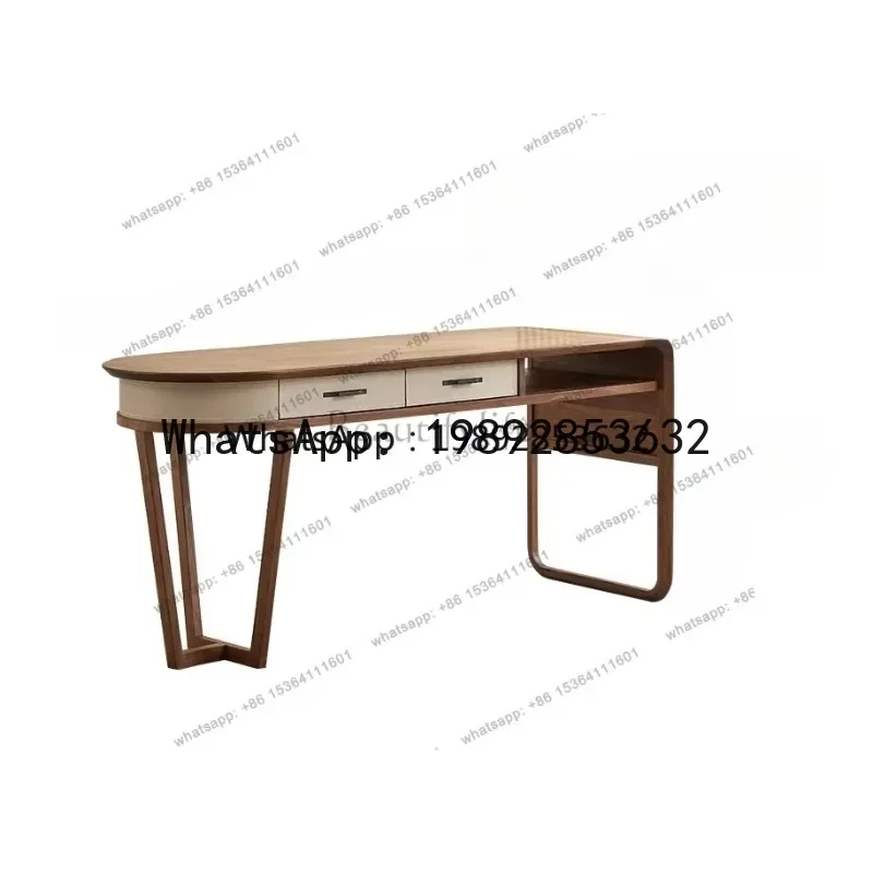 

b2FF North American black walnut solid wood desk Italian saddle leather personalized home study writing desk