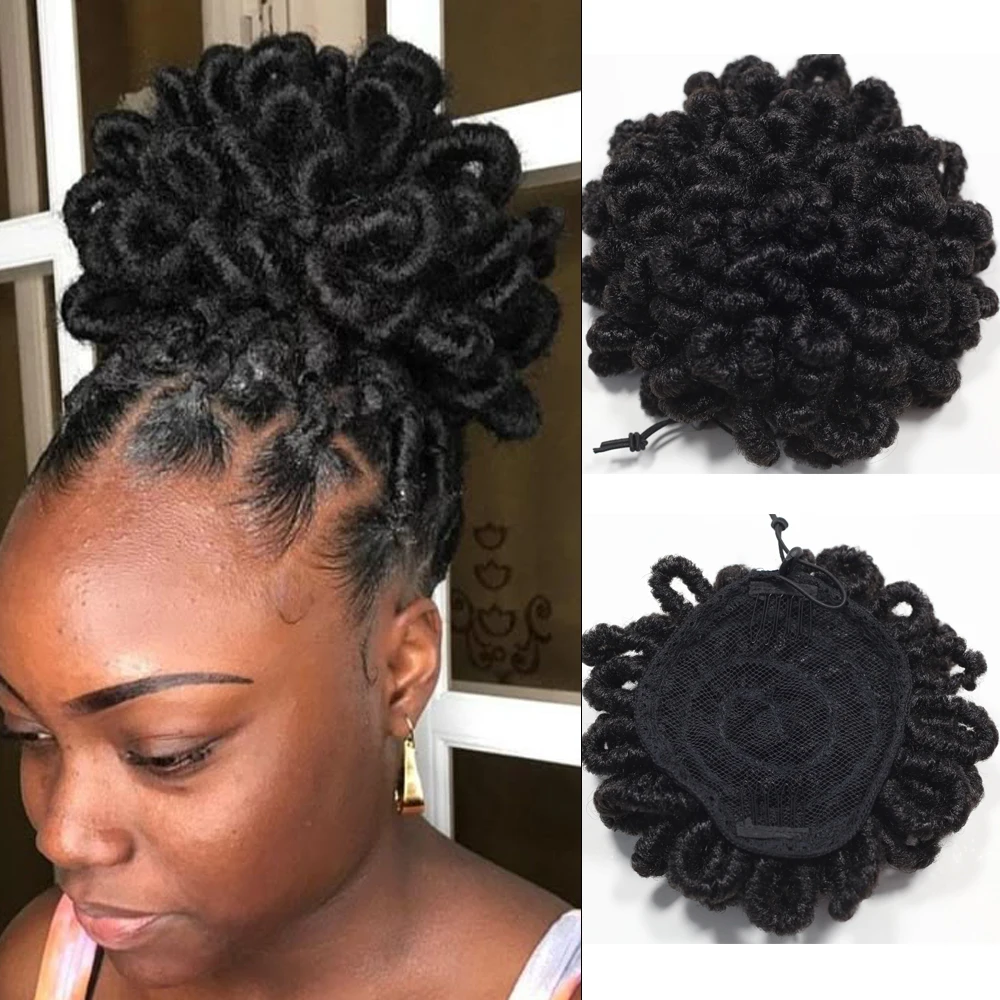 

Черные синтетические дреды, афро пышные волосы, пучок, шиньон, хвост на шнурке, искусственные локоны, на клипсе, конский хвост, кусок волос для женщин