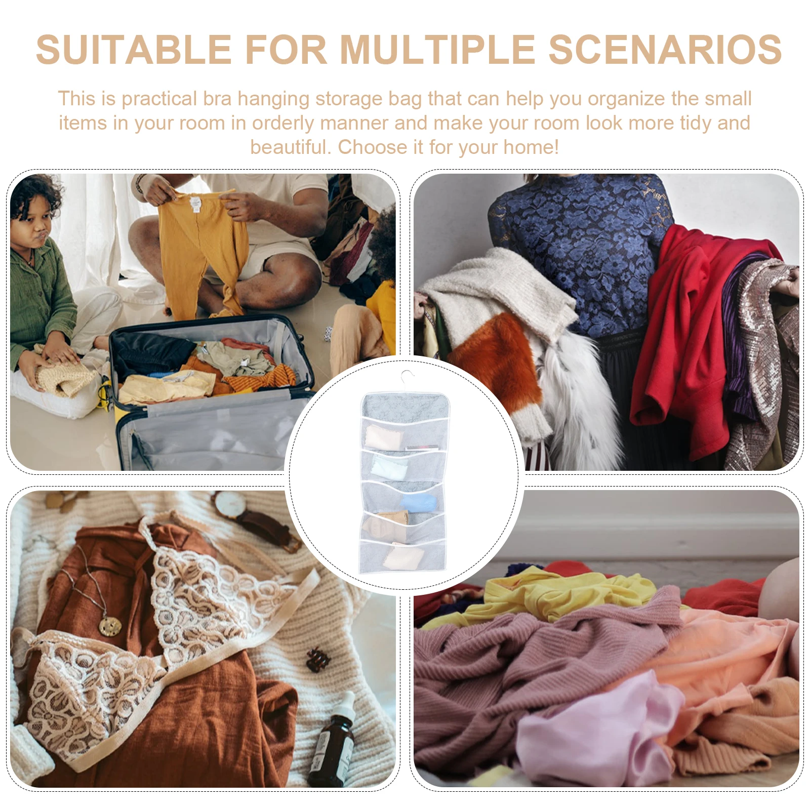 

Hanging Storage Bag Underwear ganizer Wardrobe Sock Pouch Bra Bags Dual side Pockets Tidy House Dorm Bedroom Multi layer