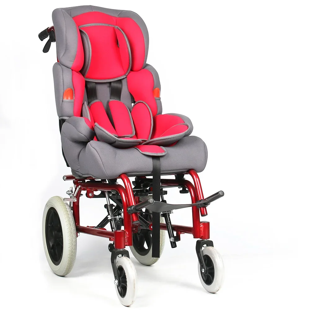 Foldable Adjustable Reclining Aluminum Alloy Disabled Pediatric Stroller Wheelchair For Disabled Cerebral Pasly Child