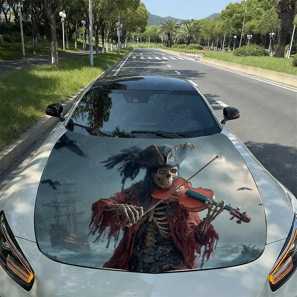 Lightning Pirate Skeleton Car Hood Film, Hood Decoration Sticker, Truck Hood Film, Domineering Appearance, Advanced Adhesive, Du