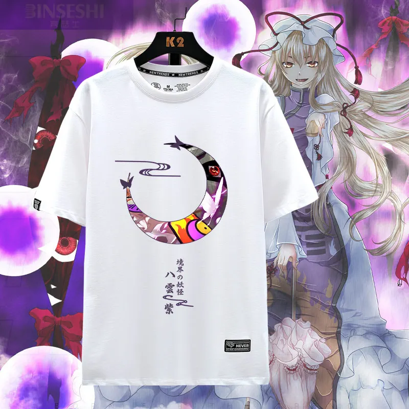 Touhou Project Yakumo Yukari Cosplay Print Tee Shirt Anime Casual Summer Short Sleeve T-shirt