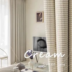 Modern Simple Balcony Drapes Light Luxury Bedroom Thick Blackout Curtain Large Area Bay Window Curtains Home Living Room Drape
