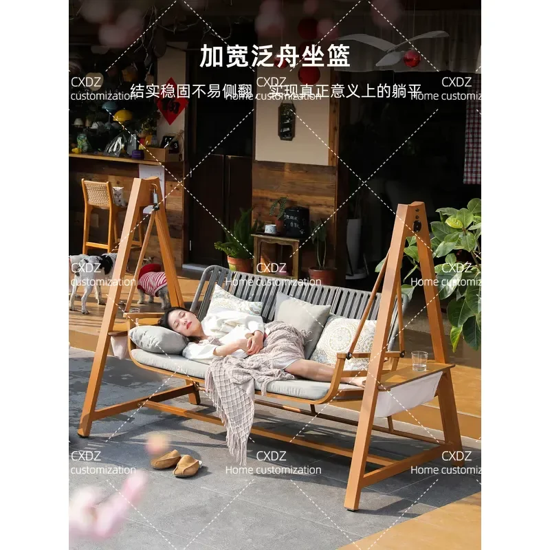 Outdoor Indoor Double Hammock Swing Chair for Courtyard Villa Balcony Garden Hanging Seat