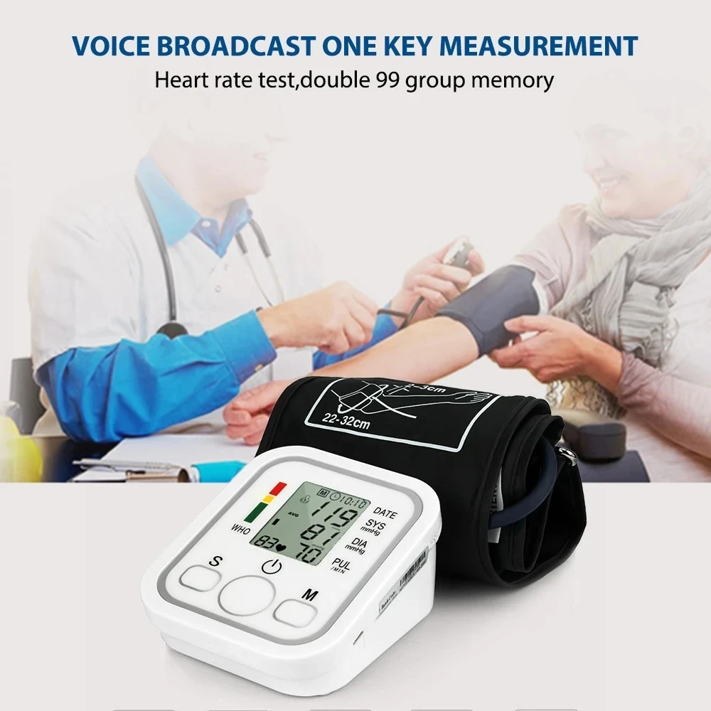 Arm Blood Pressure Monitor BP Equipment Automatic Professional Medical Portable Tonometer Digital Tensiometer Heart Rate Monitor