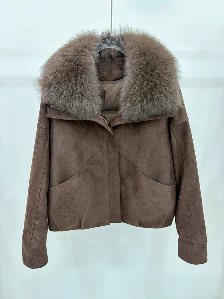 Women Goose Down Coats New Winter Natural Fox Fur Collar JacketOutwear Female Luxury Coats Puffer Jackets