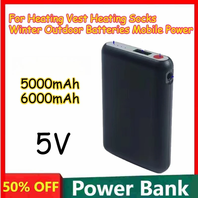 5000mAh 6000mAh 5V Rechargeable for Heating Vest Heating Socks Winter Outdoor Portable and Compact Batteries Mobile Power