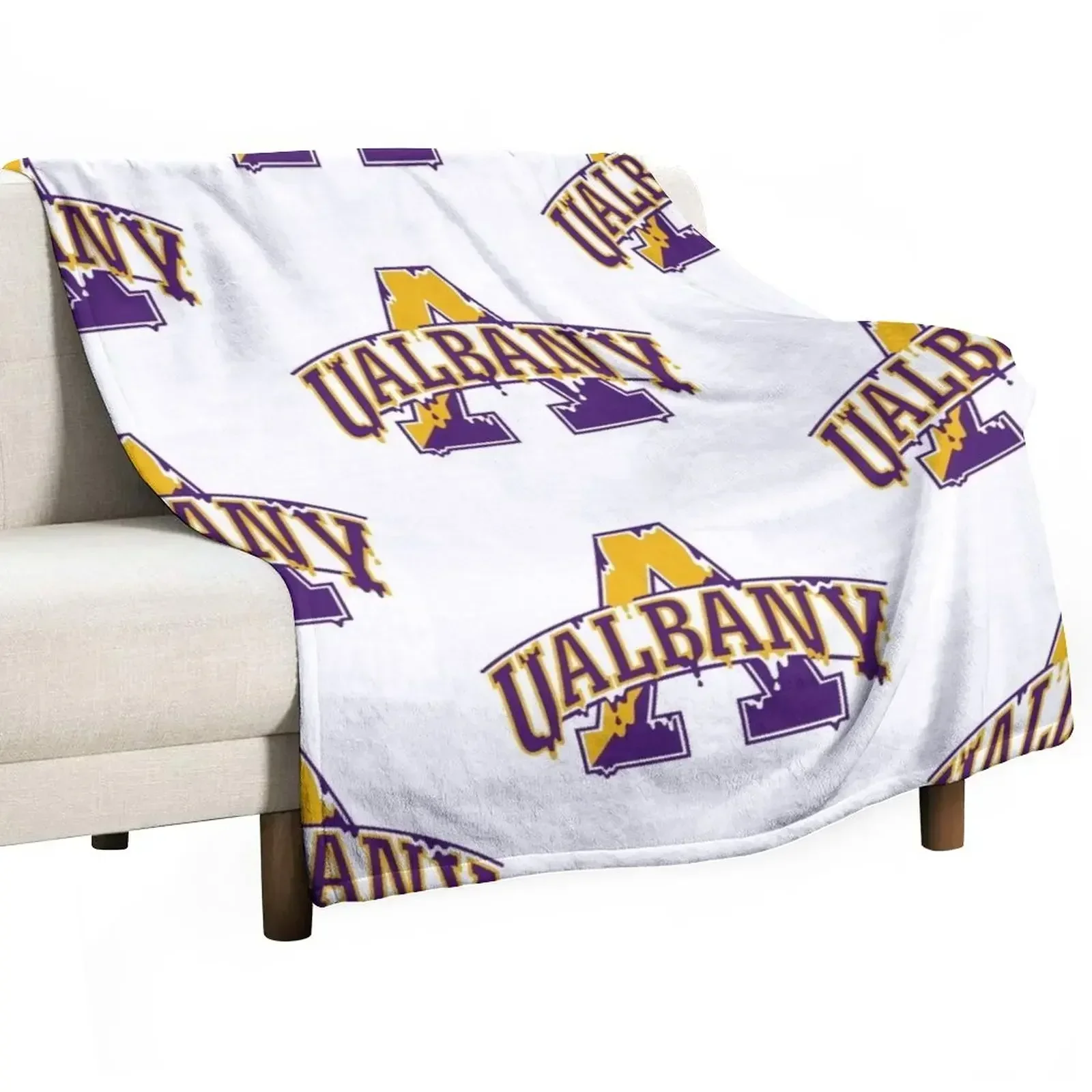 

University at Albany dripping logo Throw Blanket Custom Moving Plaid Flannels Blankets