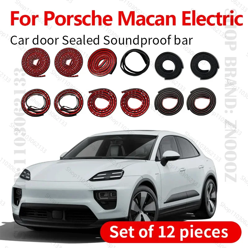 

For Porsche Macan Electric Car Door Seal Strip Rubber Double Layer Sealing Protector Soundproof Dustproof Seal Strip 12PCS Set