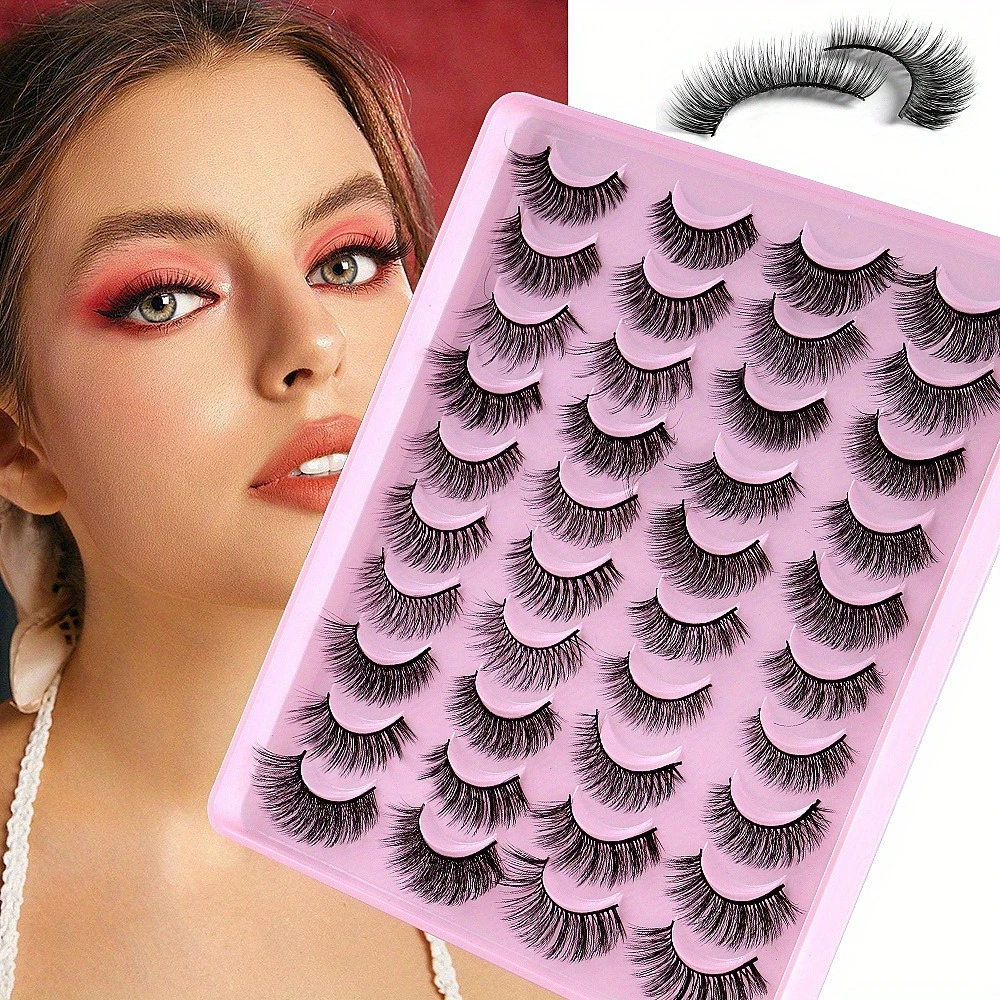Wiederverwendbare Kunstnerz-Wimpern 20 Paar Flauschige Weiche Wispy Cross Falsche Wimpern für den Alltag & Besondere Anlässe